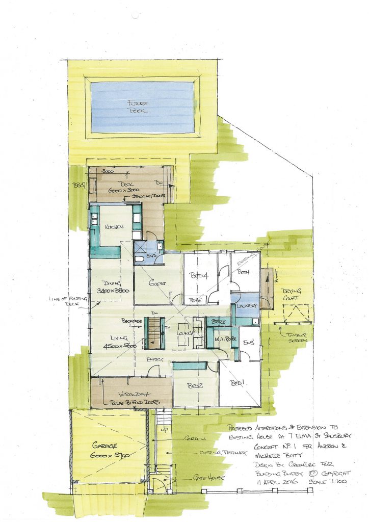 Preliminary custom home design plan for feasibility.
