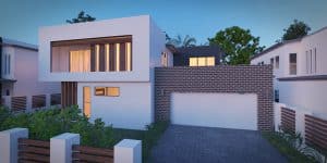 Modern Two Storey Home Exterior → "Custom two-storey home designed for spacious urban living."