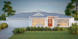 Blackwood Single Storey House Plan Night time facade perspective